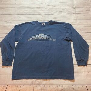 Columbia Sportsware T-Shirt Cotton Logo‎ Long Sleeve Blue Men's Size Large